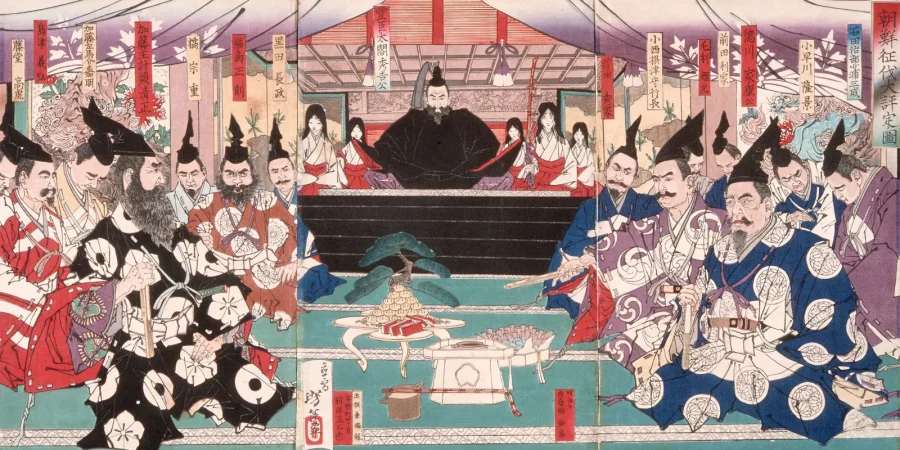 great-conference-on-the-conquest-of-korea-Tsukioka-Yoshitoshi-Toyotomi-Hideyoshi-Sengoku-period